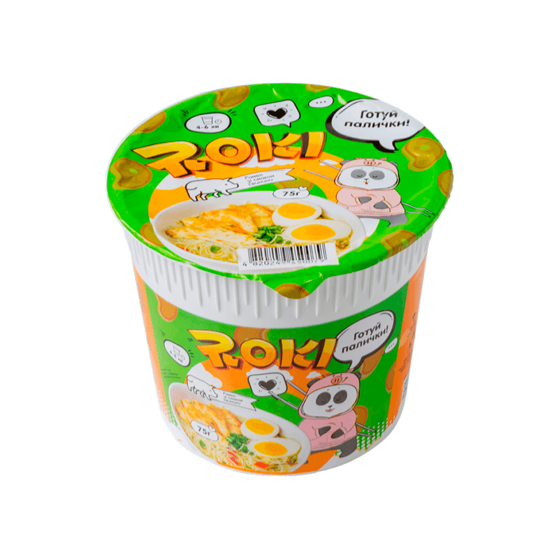 Рамен зі смаком свинини з рисовою локшиною TM Roki стакан 75г